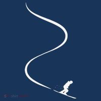 vintage Skier with tracks in deep powder snow freeride T-Shirt thumb 7