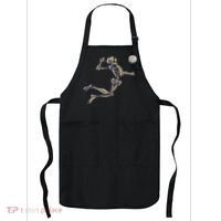 Volleyball Skeleton Women Volleyball Player Halloween Apron thumb 0