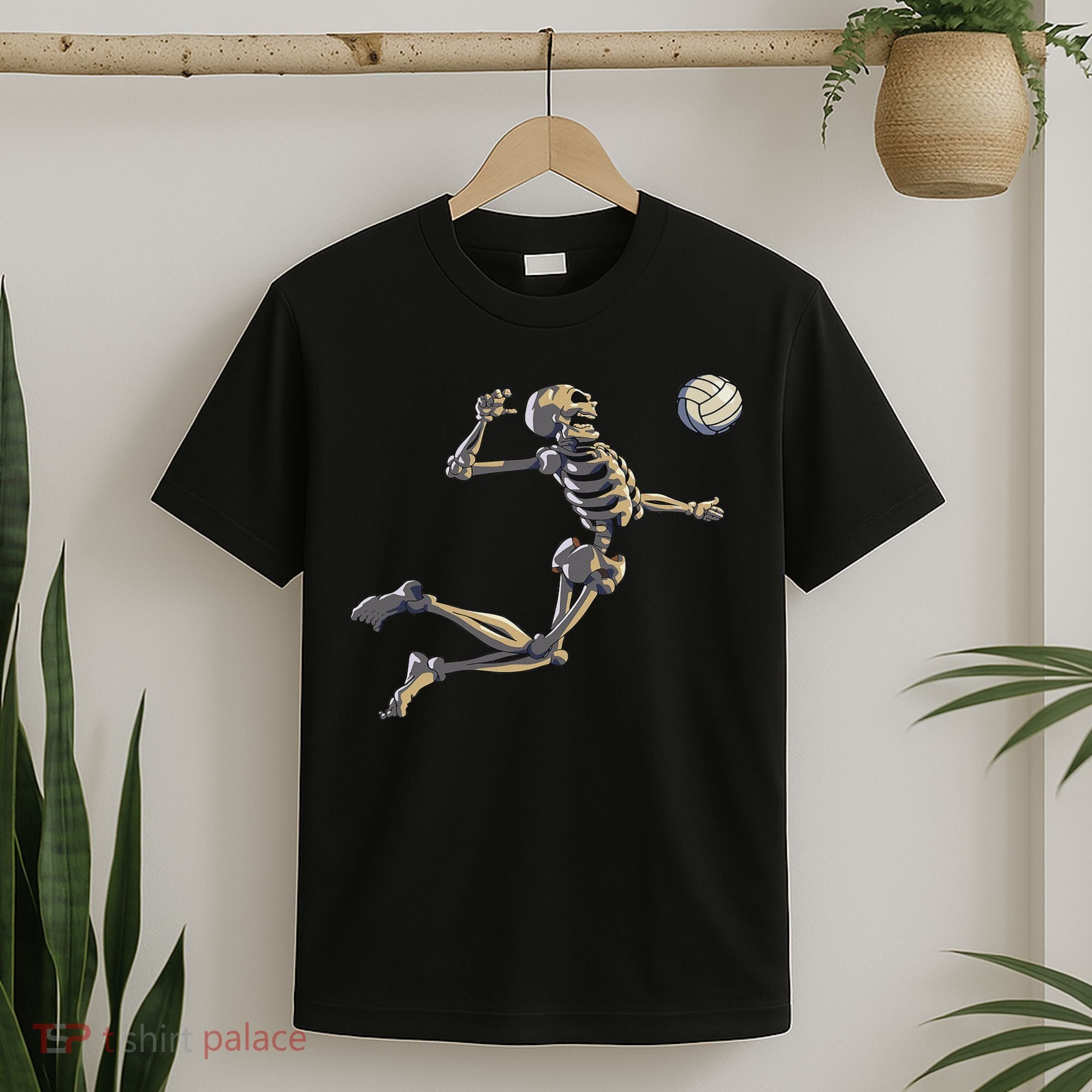 Volleyball Skeleton Women Volleyball Player Halloween T-Shirt