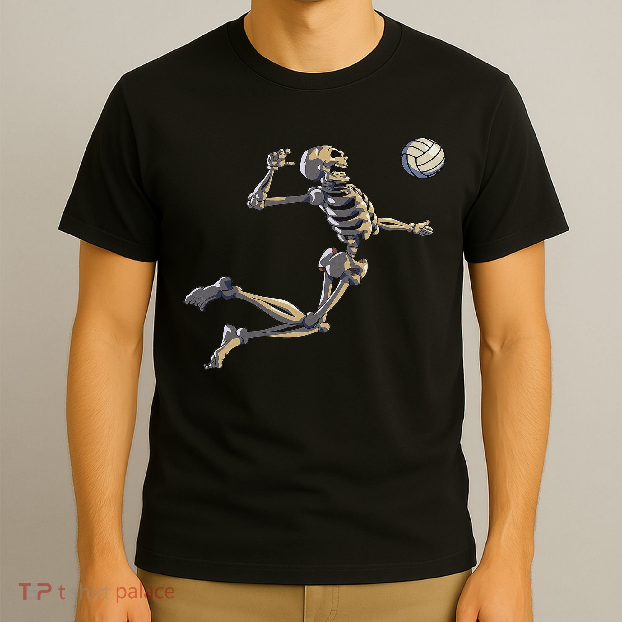 Volleyball Skeleton Women Volleyball Player Halloween T-Shirt