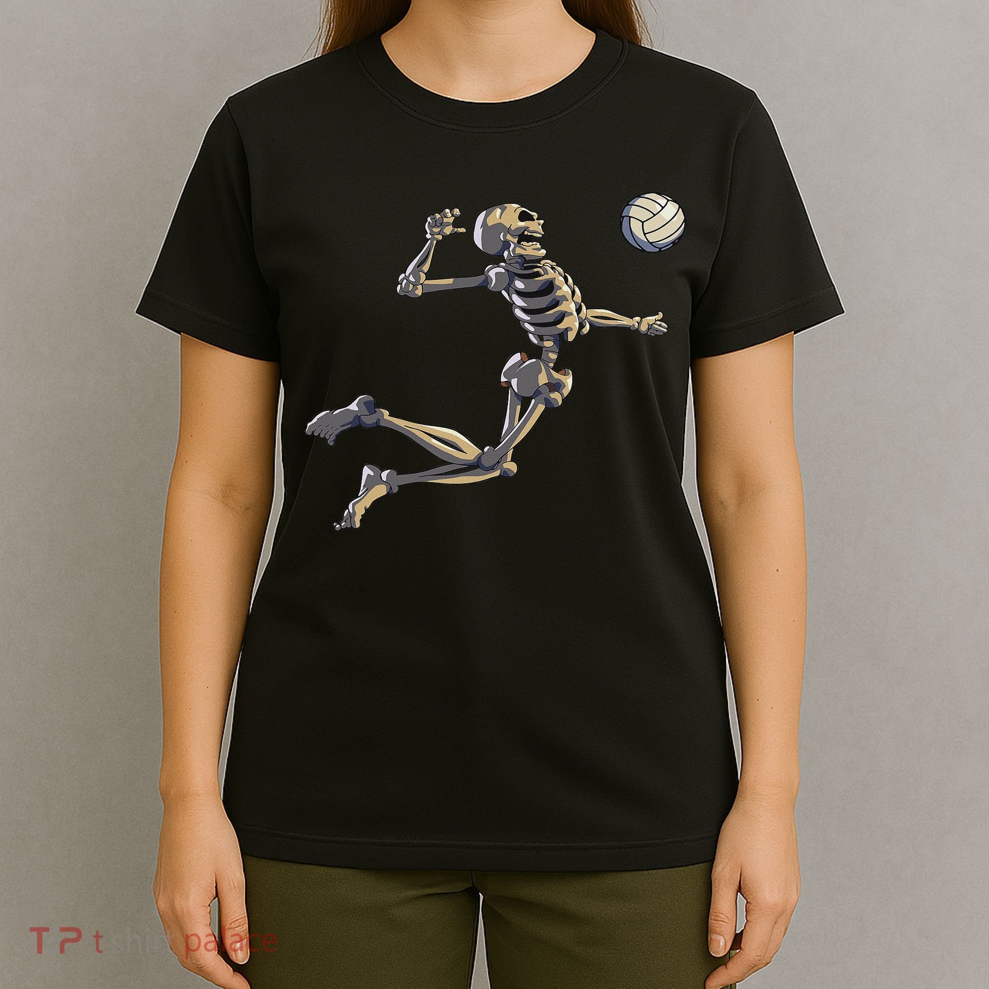 Volleyball Skeleton Women Volleyball Player Halloween T-Shirt