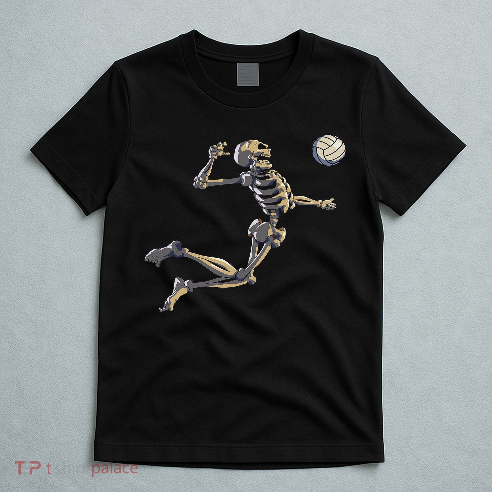 Volleyball Skeleton Women Volleyball Player Halloween T-Shirt