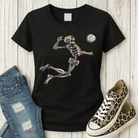 Volleyball Skeleton Women Volleyball Player Halloween Women's T-Shirt thumb 3
