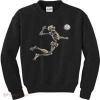 Volleyball Skeleton Women Volleyball Player Halloween Kids Sweatshirt thumb 0