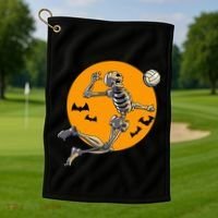 Volleyball Skeleton Women Volleyball Player Golf Towel thumb 1