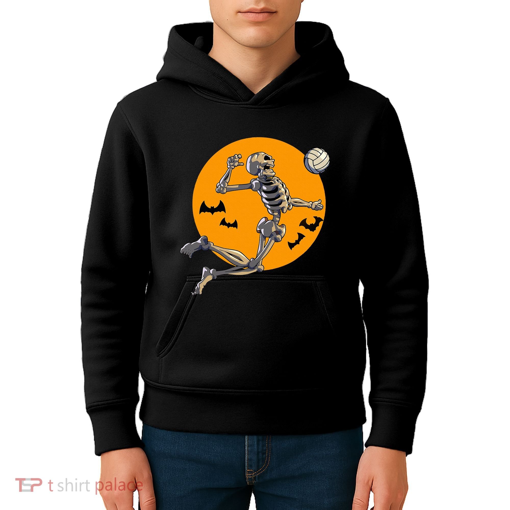 Volleyball Skeleton Women Volleyball Player Kids Hoodie