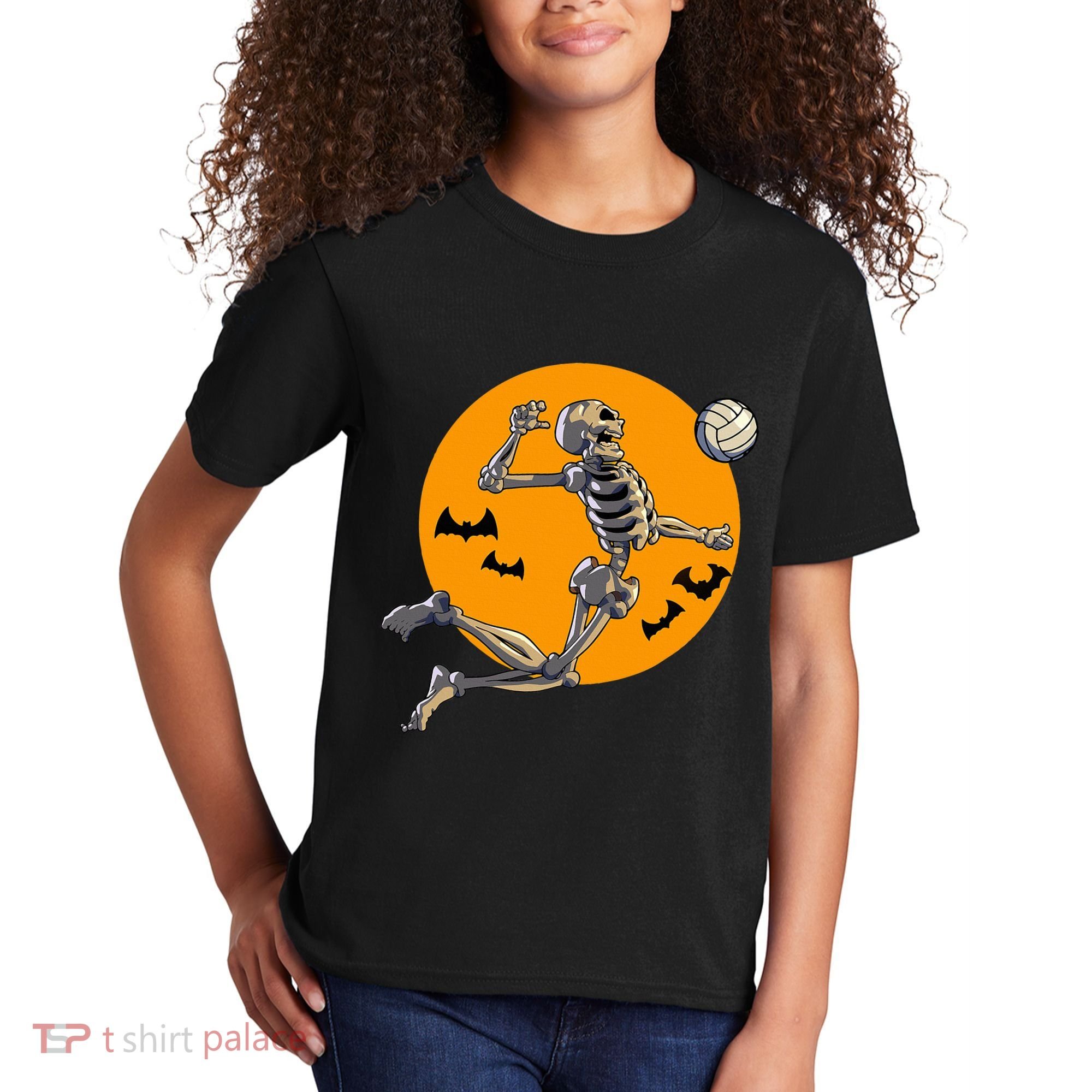 Volleyball Skeleton Women Volleyball Player Kids T-Shirt