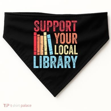 Vintage Support Your Local Library Book Readers Lovers USA-Made Doggie Bandana