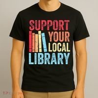 Vintage Support Your Local Library Book Readers Lovers T-Shirt thumb 3