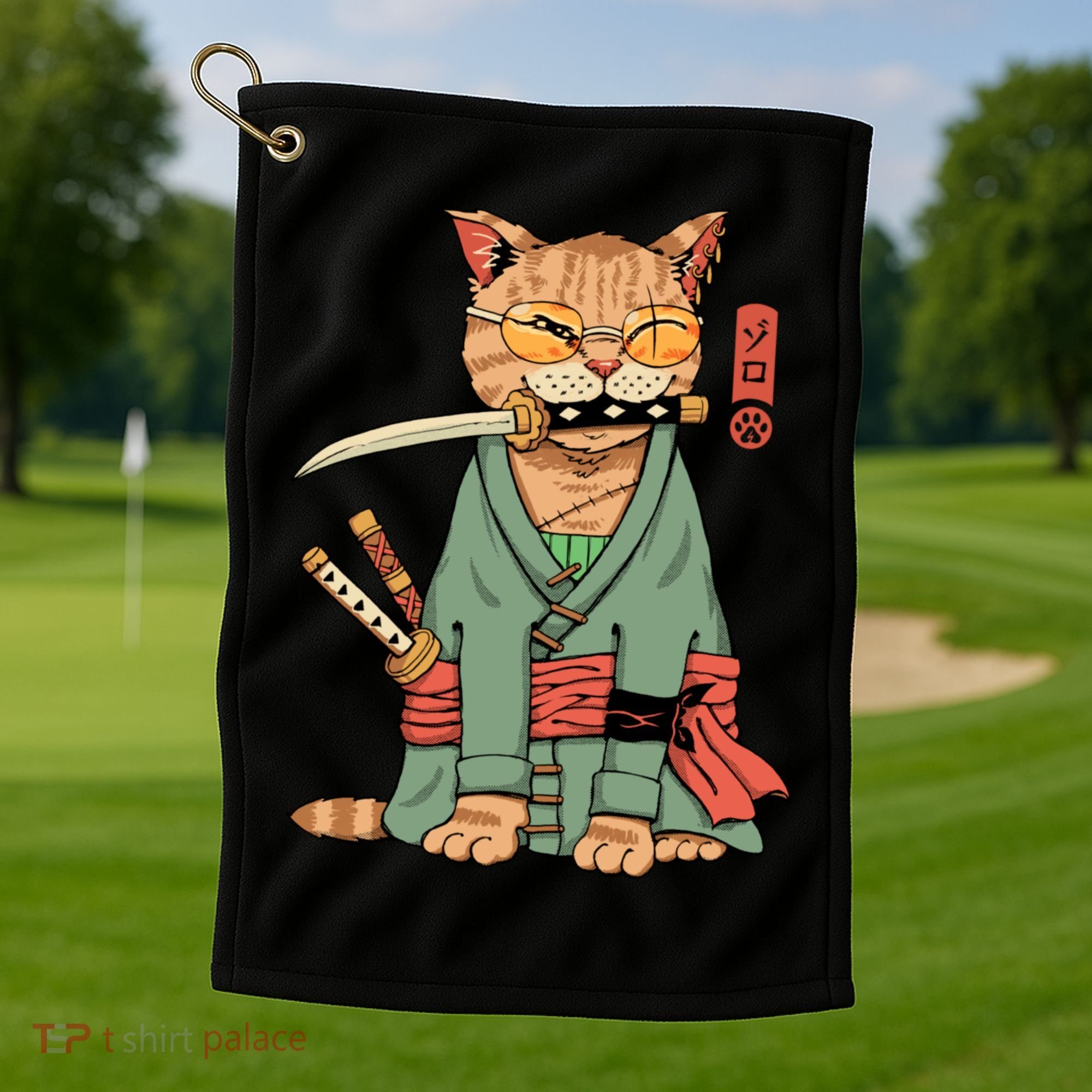 Vincent Trinidad Art Zoro Cat Warrior Golf Towel
