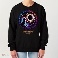 View Totality April 8 2024 Astronomy Cat Lover Solar Eclipse Women's Sweatshirt thumb 0