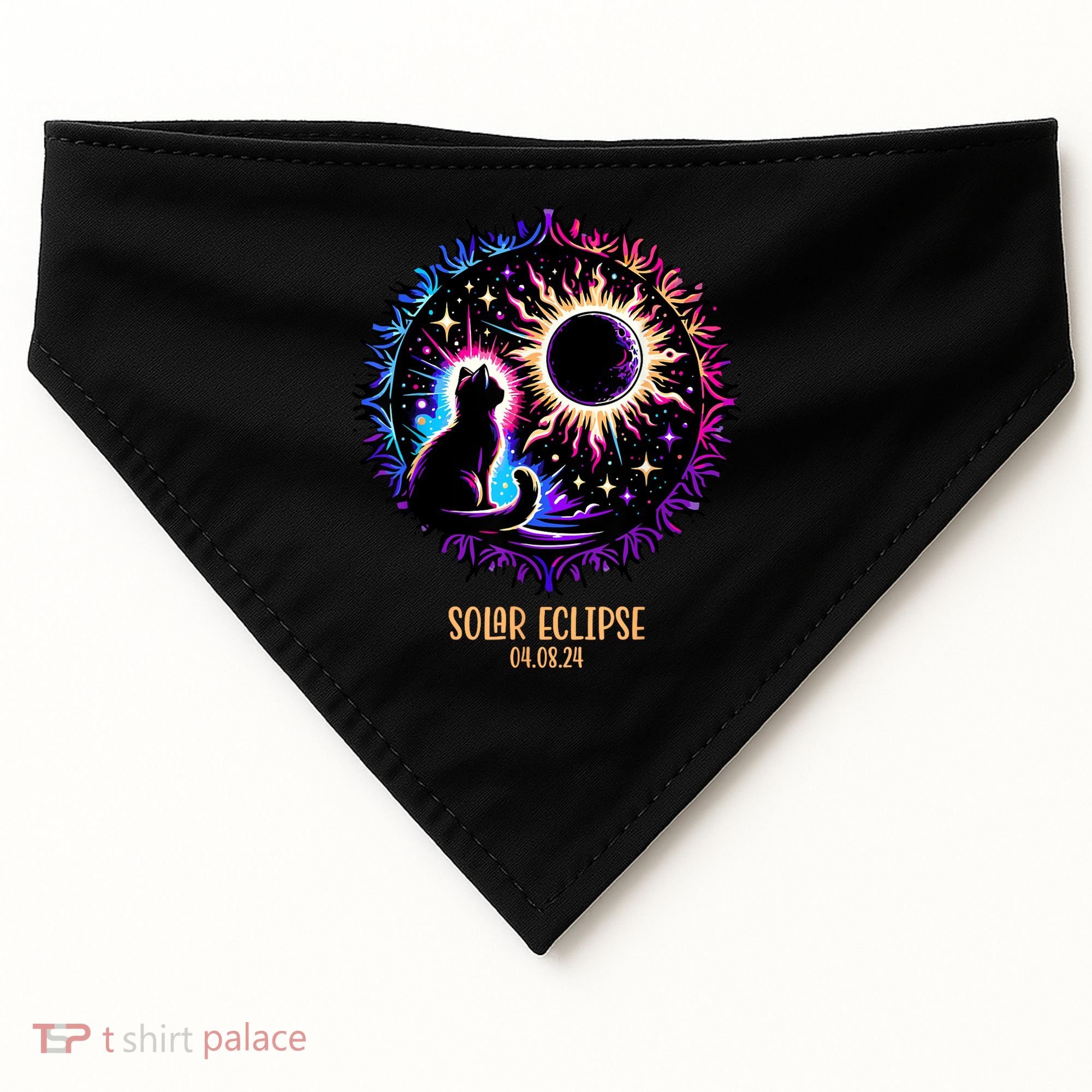 View Totality April 8 2024 Astronomy Cat Lover Solar Eclipse USA-Made Doggie Bandana