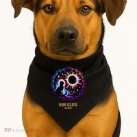 View Totality April 8 2024 Astronomy Cat Lover Solar Eclipse USA-Made Doggie Bandana thumb 1