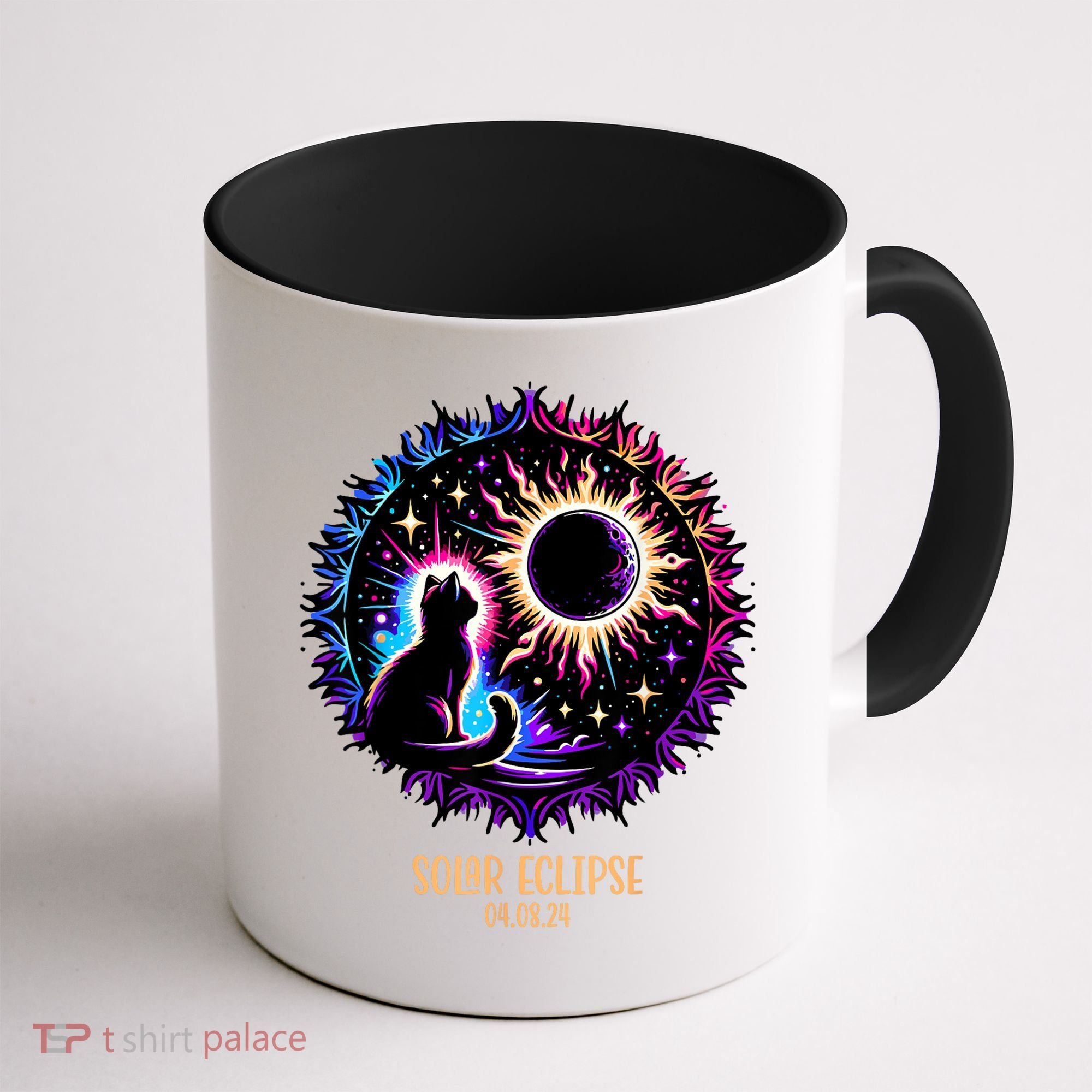 View Totality April 8 2024 Astronomy Cat Lover Solar Eclipse Coffee Mug