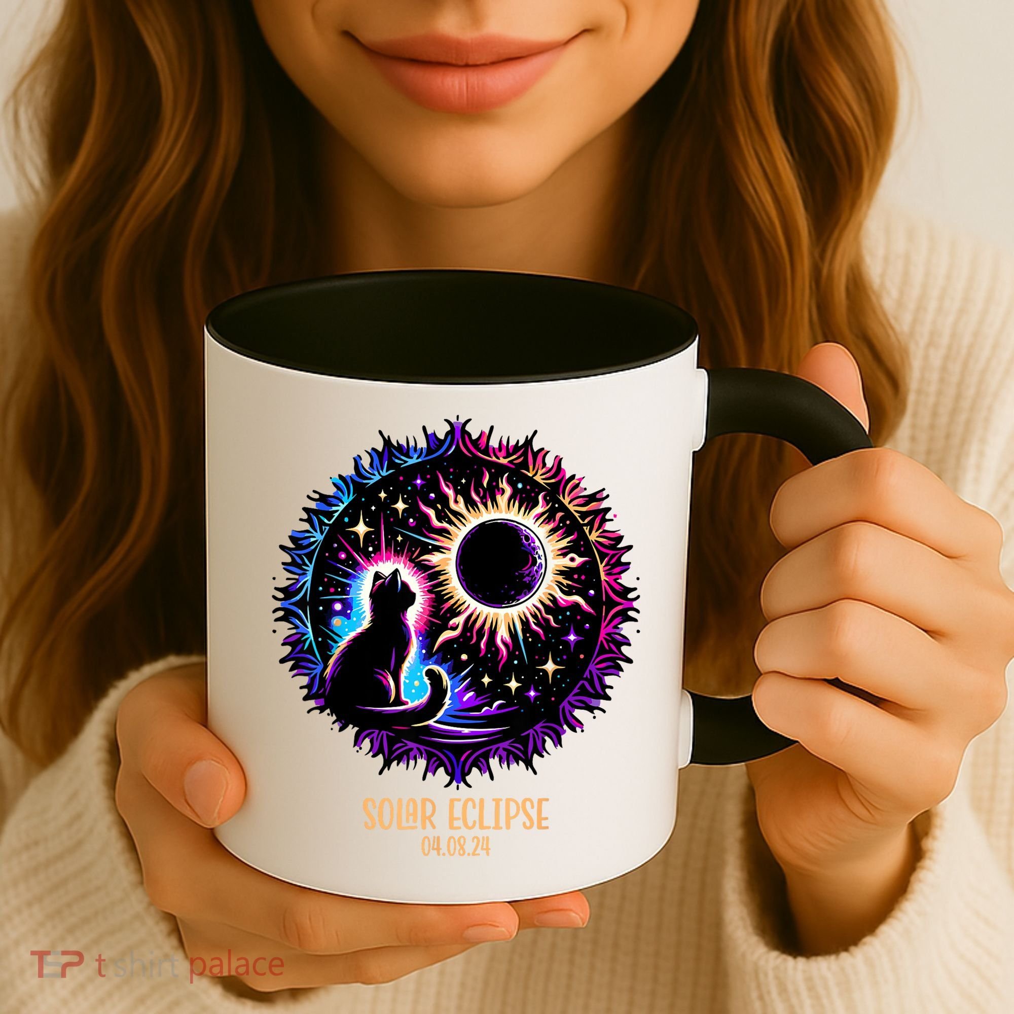 View Totality April 8 2024 Astronomy Cat Lover Solar Eclipse Coffee Mug
