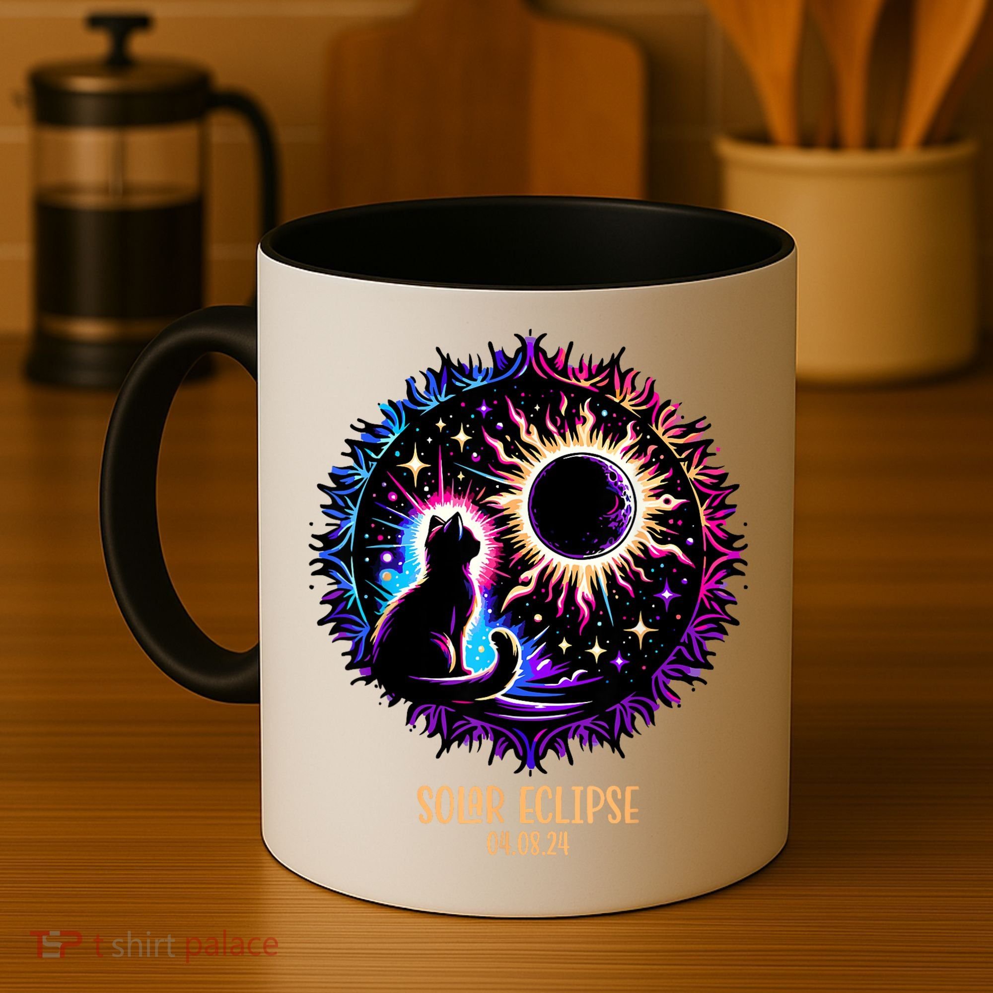 View Totality April 8 2024 Astronomy Cat Lover Solar Eclipse Coffee Mug