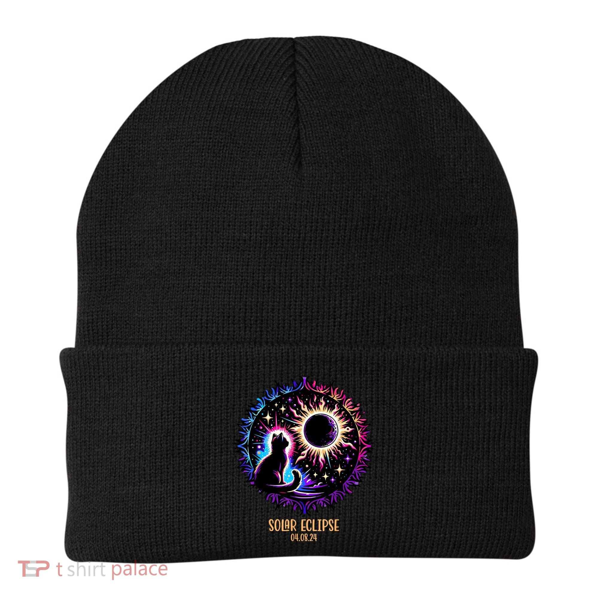 View Totality April 8 2024 Astronomy Cat Lover Solar Eclipse Beanie