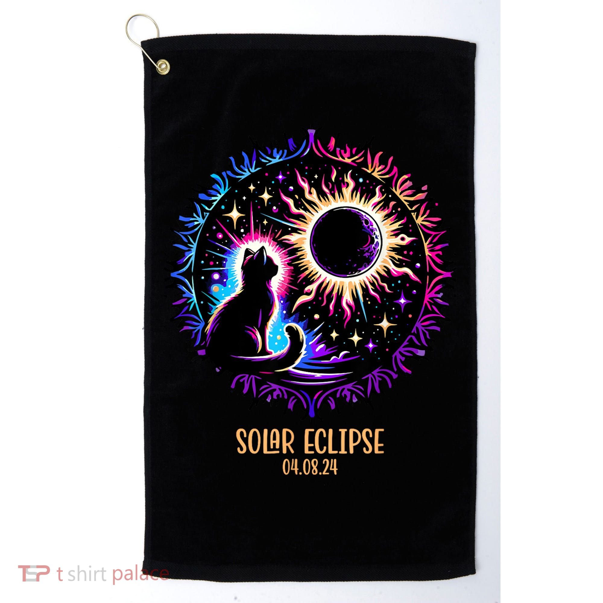 View Totality April 8 2024 Astronomy Cat Lover Solar Eclipse Golf Towel