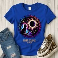 View Totality April 8 2024 Astronomy Cat Lover Solar Eclipse Women's T-Shirt thumb 3