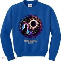View Totality April 8 2024 Astronomy Cat Lover Solar Eclipse Kids Sweatshirt thumb 0