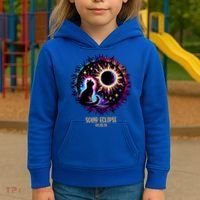 View Totality April 8 2024 Astronomy Cat Lover Solar Eclipse Kids Hoodie thumb 3