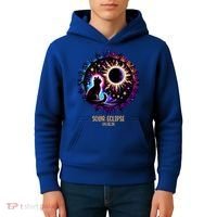 View Totality April 8 2024 Astronomy Cat Lover Solar Eclipse Kids Hoodie thumb 4