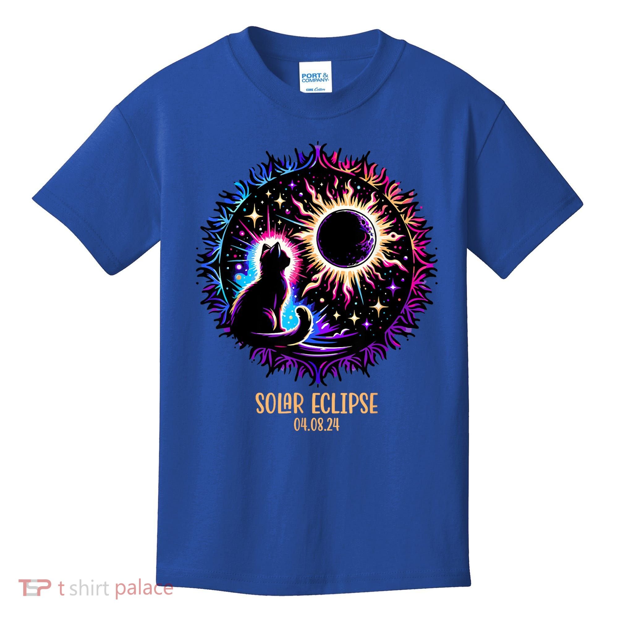 View Totality April 8 2024 Astronomy Cat Lover Solar Eclipse Kids T-Shirt