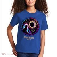 View Totality April 8 2024 Astronomy Cat Lover Solar Eclipse Kids T-Shirt thumb 2