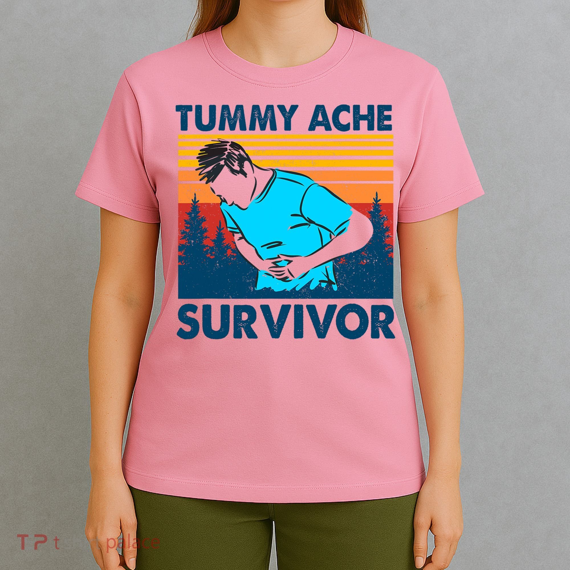 Vintage Tummy Ache Survivor Stomachache IBS Funny T-Shirt