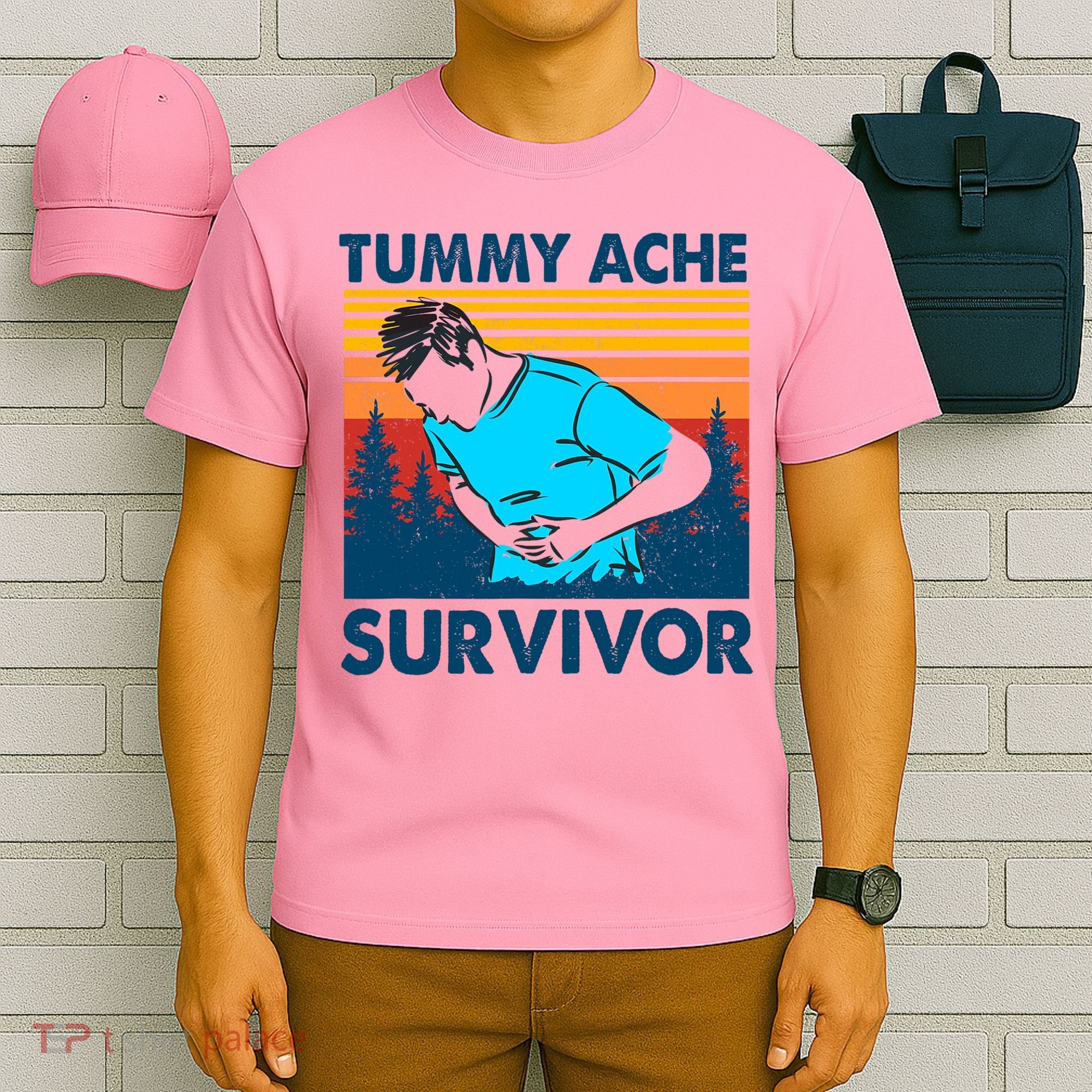Vintage Tummy Ache Survivor Stomachache IBS Funny T-Shirt