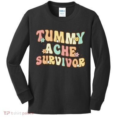 Vintage Tummy Ache Survivor Retro Kids Long Sleeve Shirt