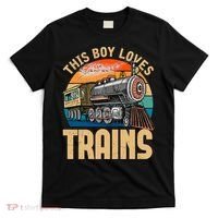 Vintage This Boy Loves Trains Train Railroad Lover T-Shirt thumb 0