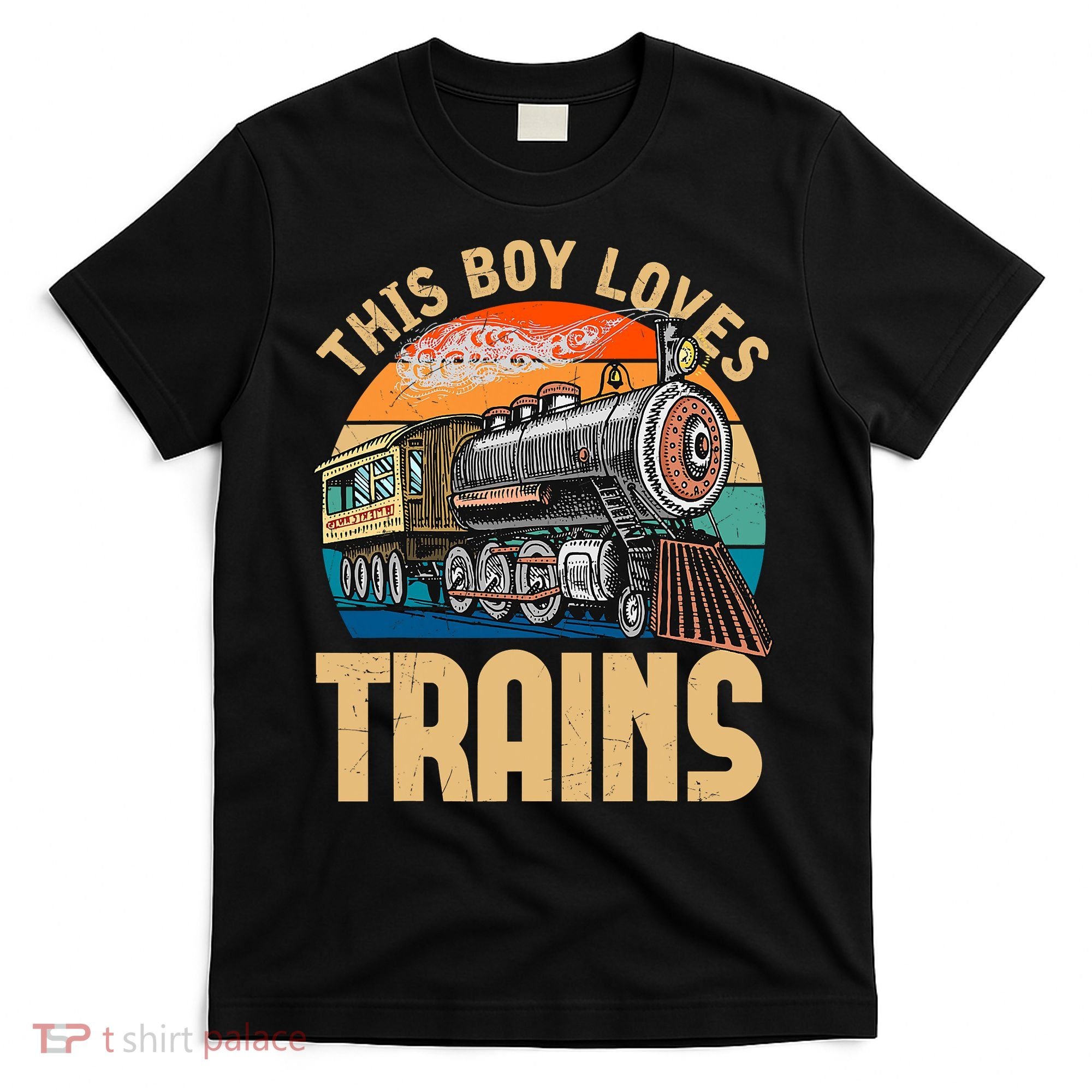 Vintage This Boy Loves Trains Train Railroad Lover T-Shirt