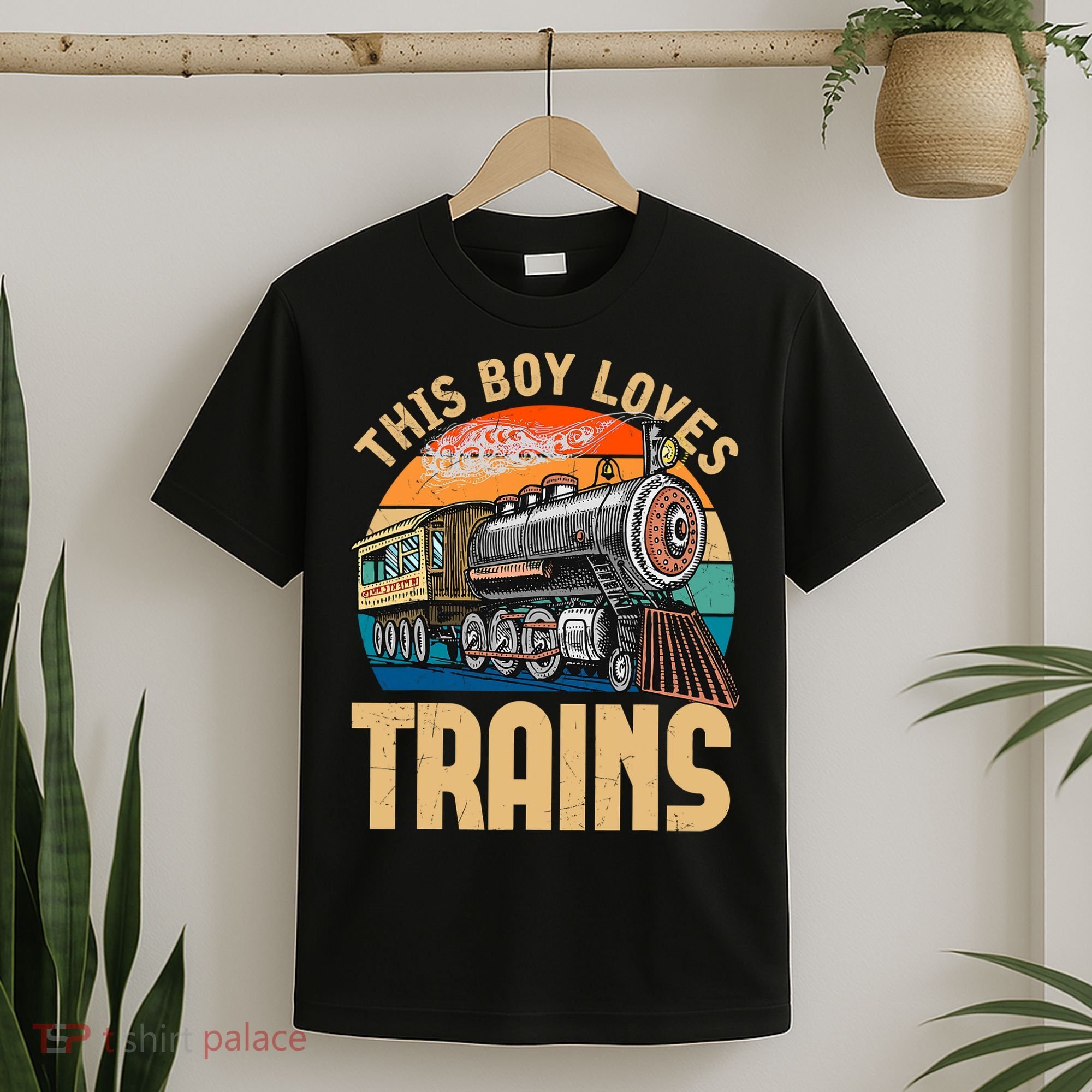 Vintage This Boy Loves Trains Train Railroad Lover T-Shirt