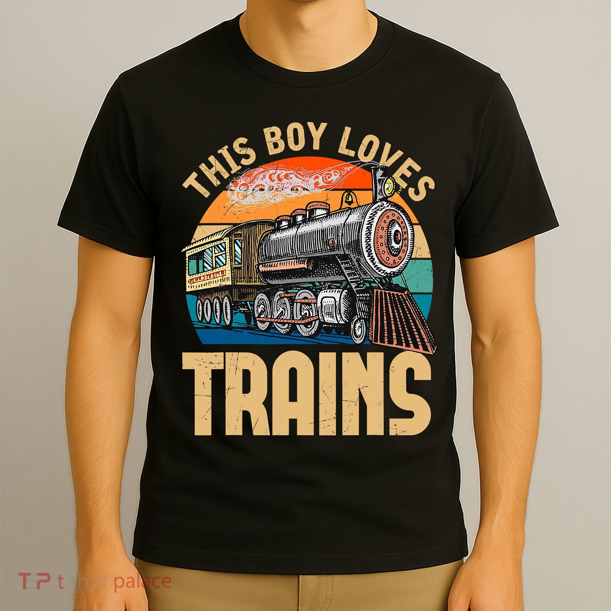 Vintage This Boy Loves Trains Train Railroad Lover T-Shirt
