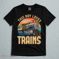 Vintage This Boy Loves Trains Train Railroad Lover T-Shirt thumb 5
