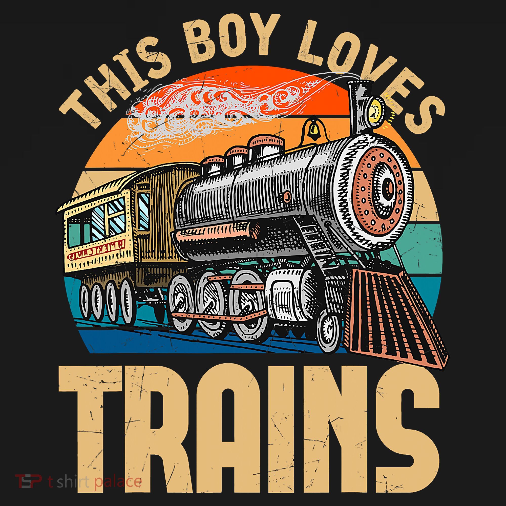 Vintage This Boy Loves Trains Train Railroad Lover T-Shirt