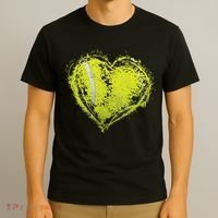 Vintage Tennis Ball Heart Valentines Day Gift T-Shirt thumb 3