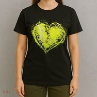 Vintage Tennis Ball Heart Valentines Day Gift T-Shirt thumb 4