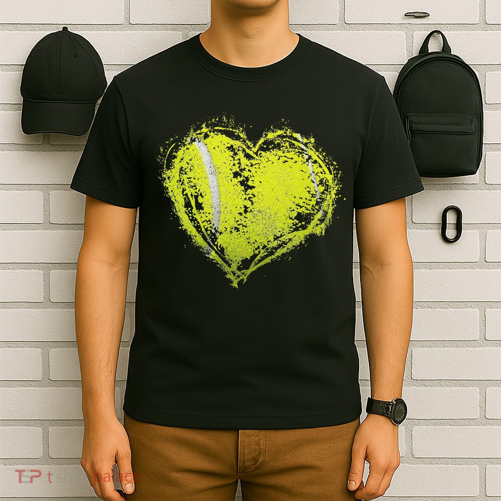 Vintage Tennis Ball Heart Valentines Day Gift T-Shirt