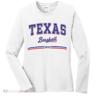 Vintage Texas Baseball 1972 Team Women's Long Sleeve Shirt