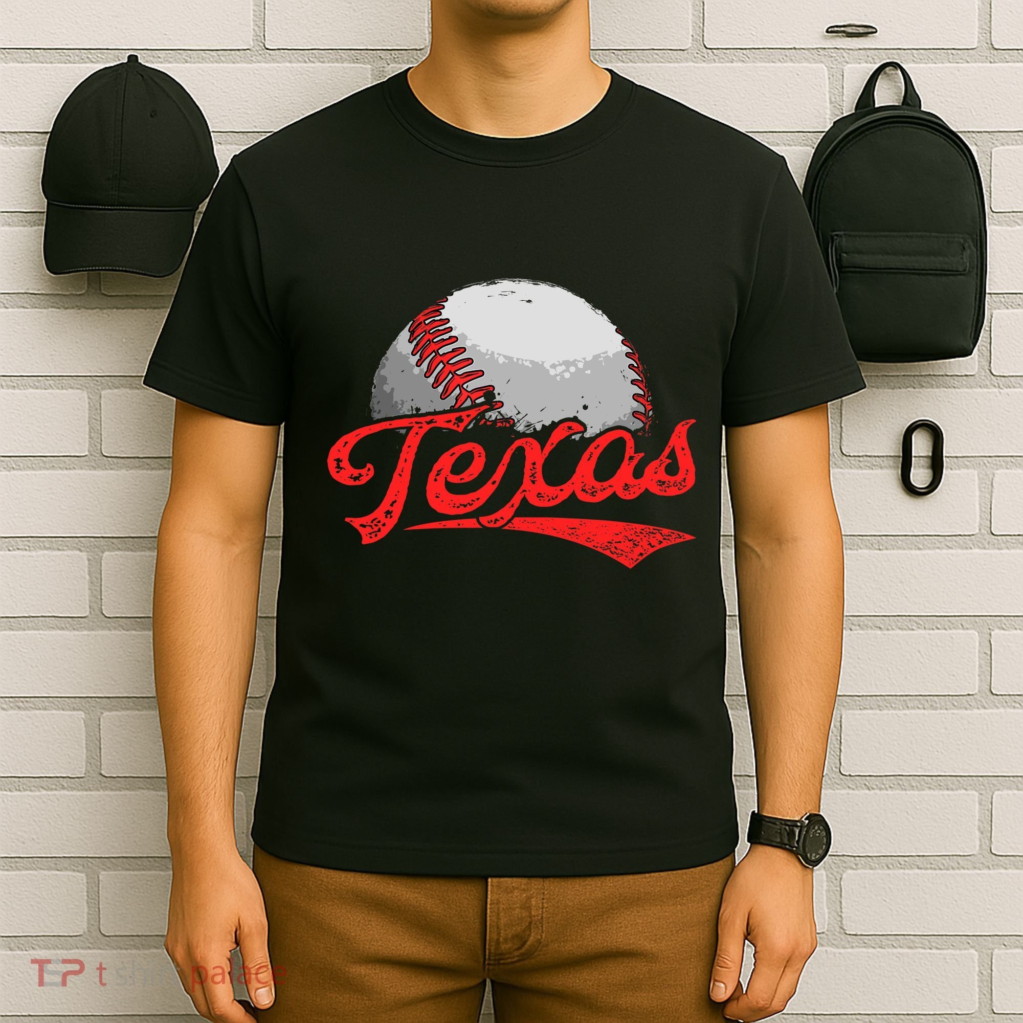 Vintage Texas Cityscape Baseball Lover For T-Shirt