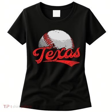 Vintage Texas Cityscape Baseball Lover For Women's T-Shirt