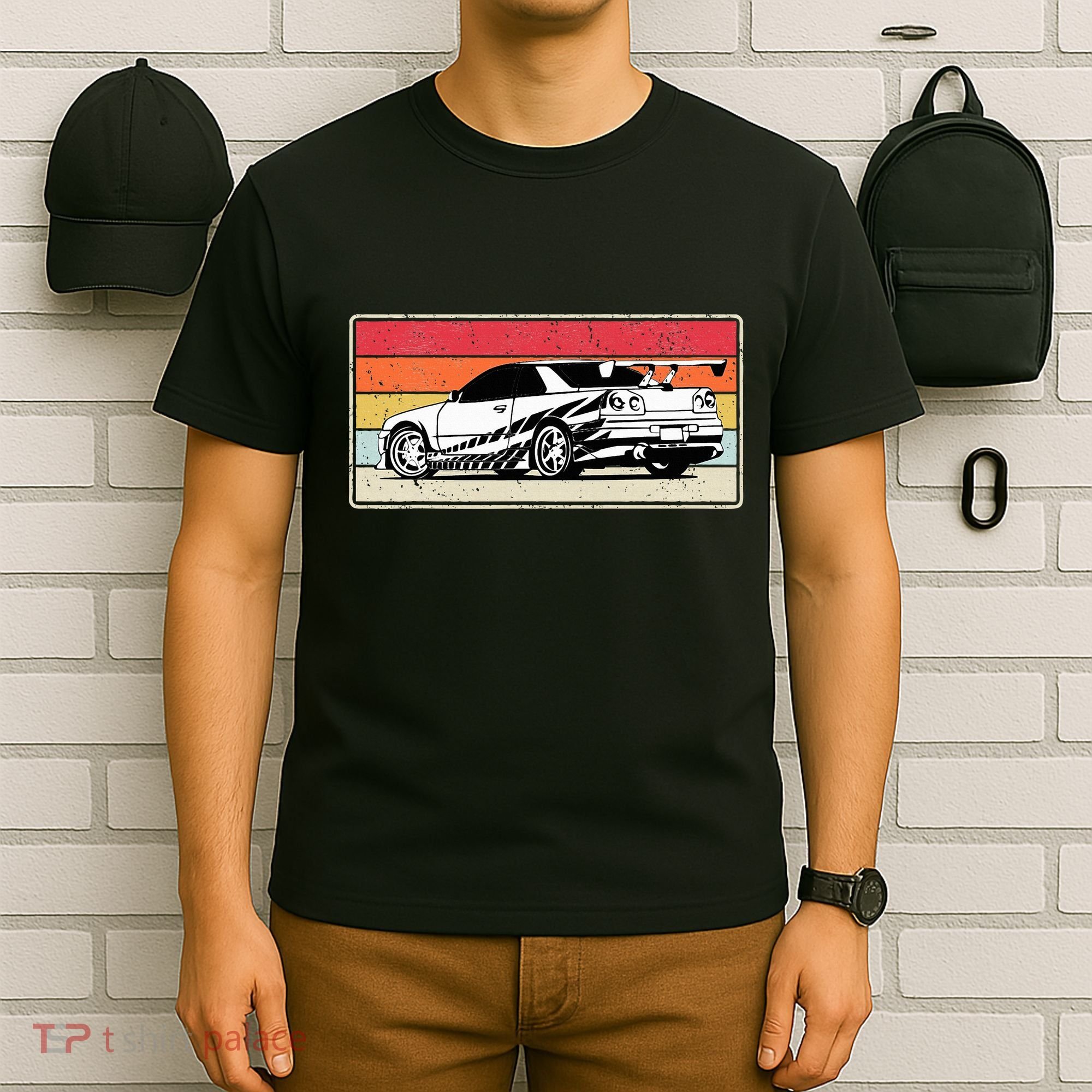 Vintage Tuner Car Skyline Graphic Retro Racing Drift Car T-Shirt