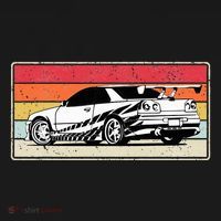 Vintage Tuner Car Skyline Graphic Retro Racing Drift Car T-Shirt thumb 7