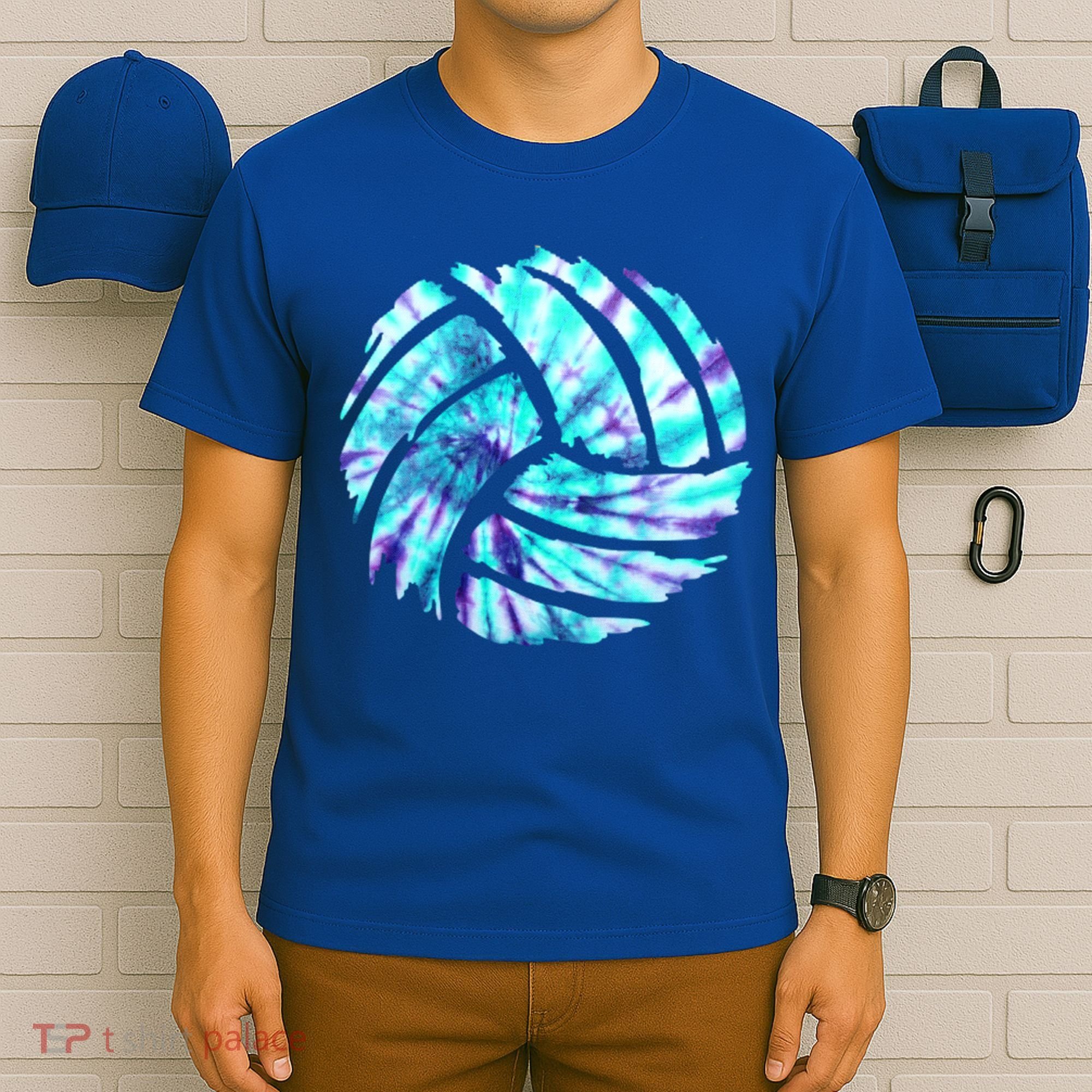 Volleyball Tie Dye Look Blue Purple Perfect Boys Or Girls Gift T-Shirt
