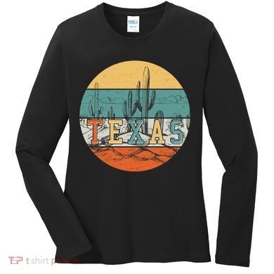 VIntage Texas Desert Cactus Emblem Women's Long Sleeve Shirt