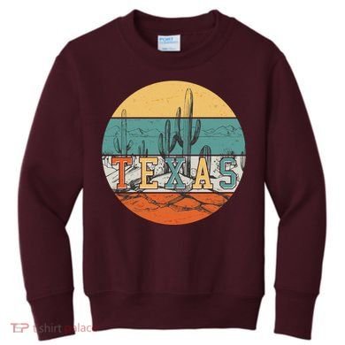VIntage Texas Desert Cactus Emblem Kids Sweatshirt