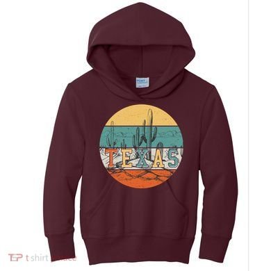 VIntage Texas Desert Cactus Emblem Kids Hoodie