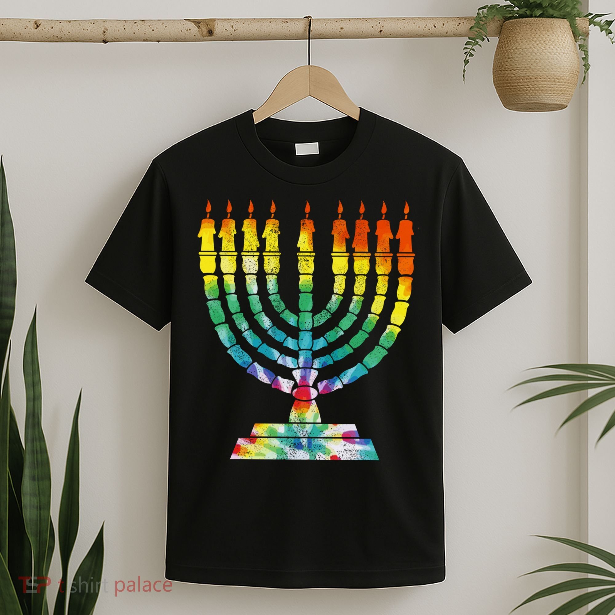 Vintage Tie Dye Hanukkah Menorah Long Sleeve T-Shirt